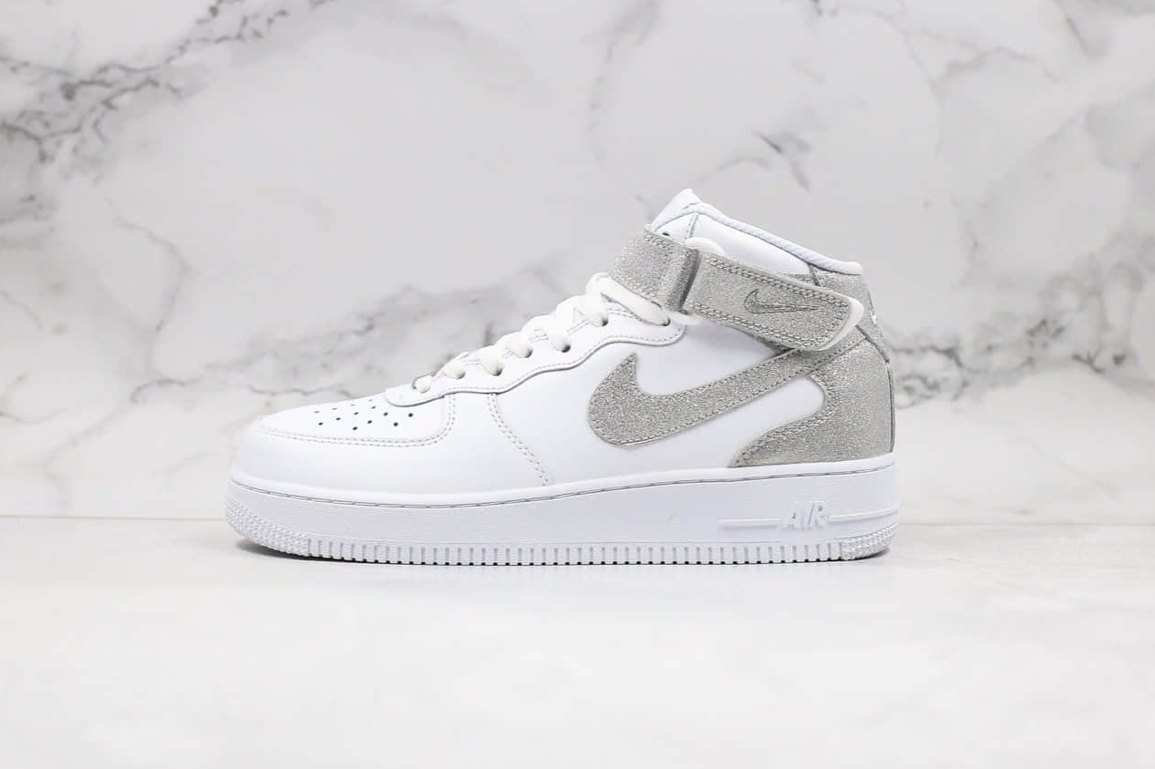Nike Air Force 1 Mid White Shiny Metallic Silver - Iconic Style