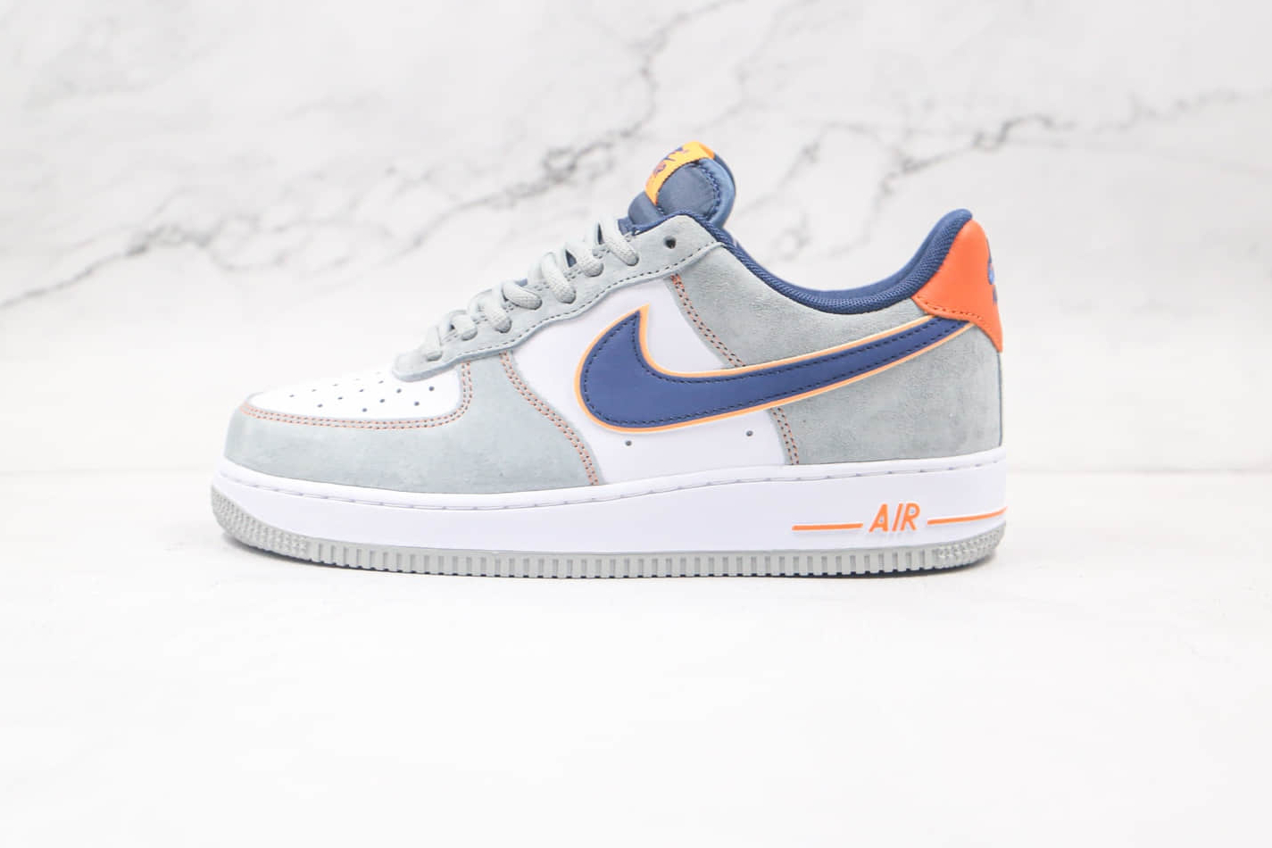Nike Air Force 1 07 Low White Cool Grey Navy Blue Orange CQ5059-103 – Classic Style with a Colorful Twist