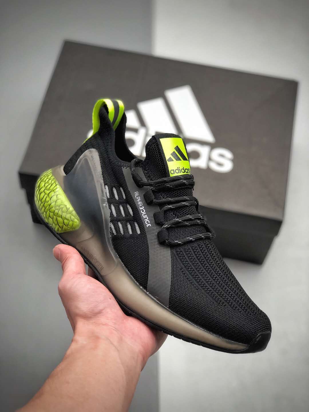 Adidas AlphaBounce Instinct Black Green Shoes | CG3402 | Performance footwear
