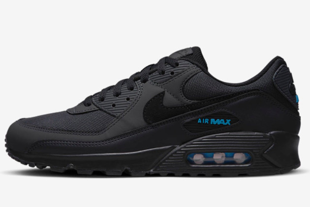 Nike Air Max 90 Dark Smoke Grey/Black-Laser Blue DQ4071-002 - Stylish and Comfortable Footwear | Shop Now!