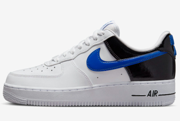 Nike Air Force 1 Low White/Blue-Black Patent Leather DQ7570-400 | Stylish and Sleek Sneaker Inspired by Classic Design