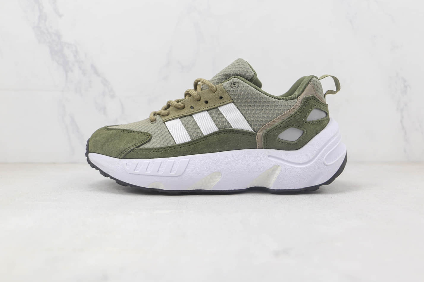 Adidas ZX 22 BOOST in Orbit Green, Cloud White, and Olive - GX2040