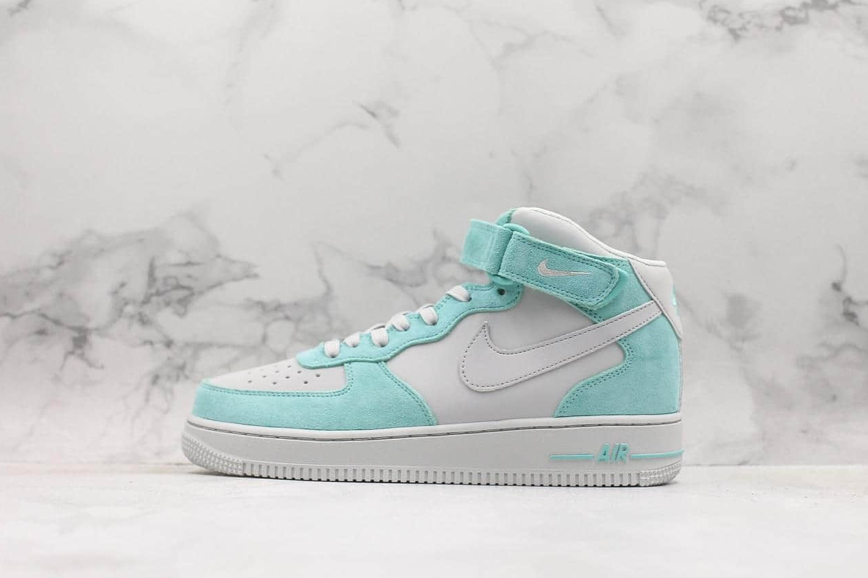 Nike Air Force 1 Mid GS Island Green Pure Platinum Shoes 596729-301